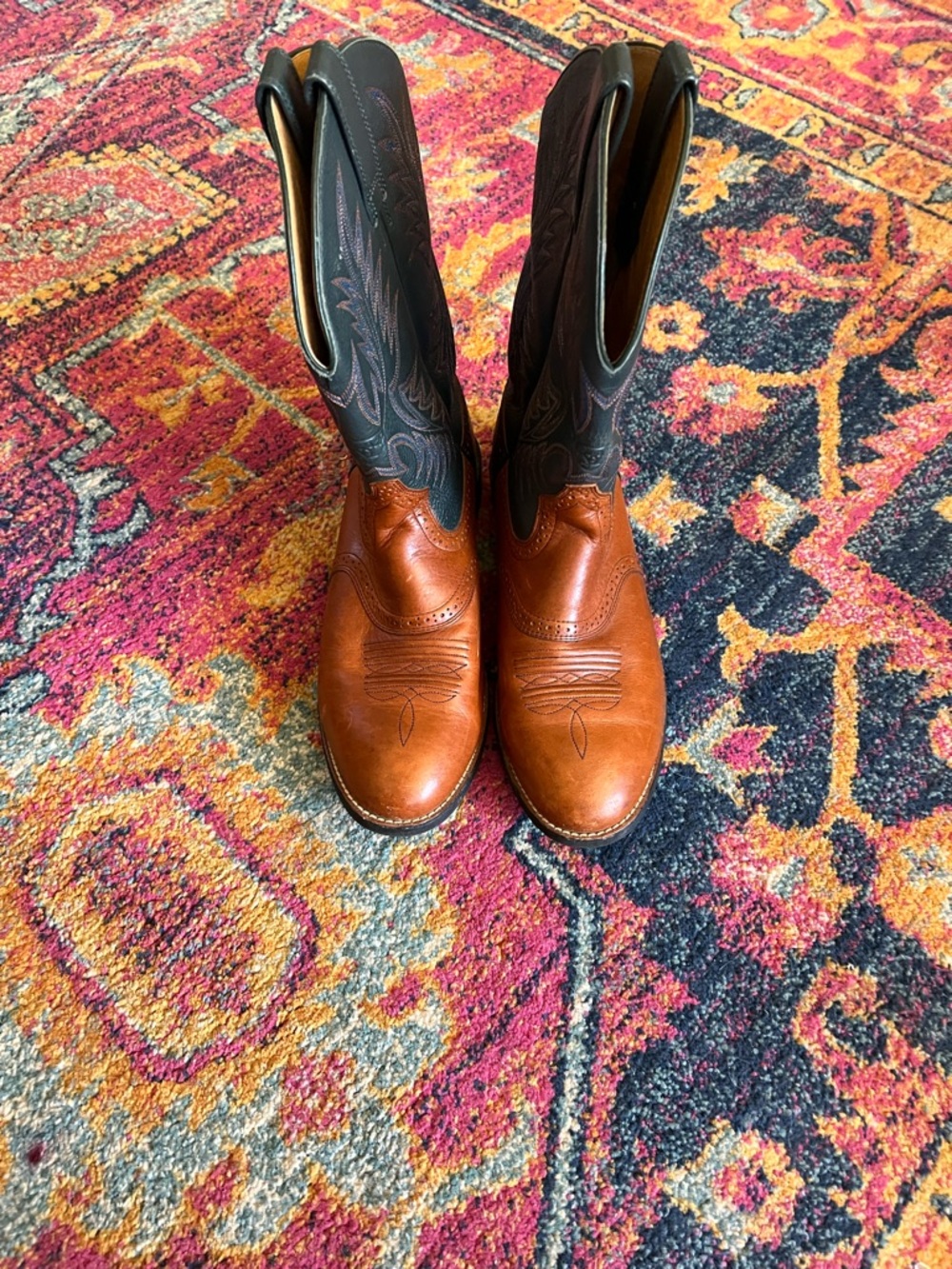 Ariat Brown Foot with Two Tone Shaft Cowboy Boots
